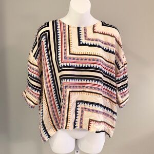 JOHNNY WAS Jade Abstract Oversized Boxy Boho Top Sz S/M NWT $225!!